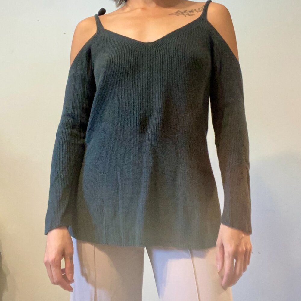 Cold shoulder knit sweater